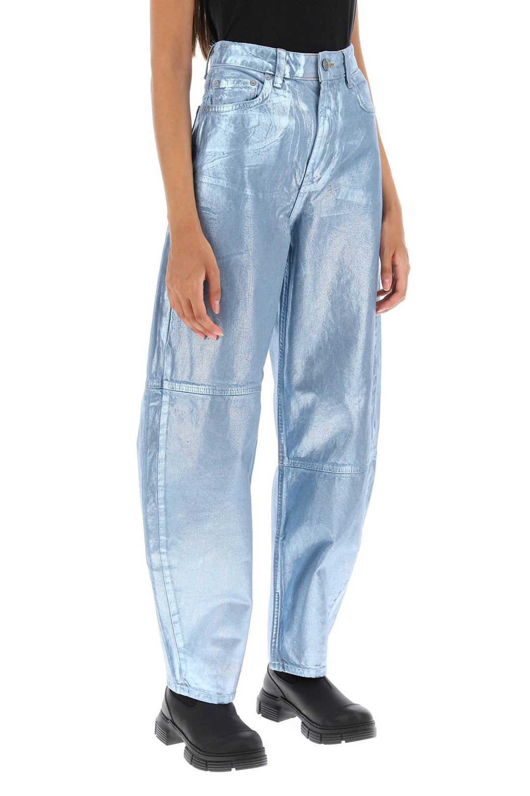 Curved Leg Jeans In Foil Denim - Ganni - Women