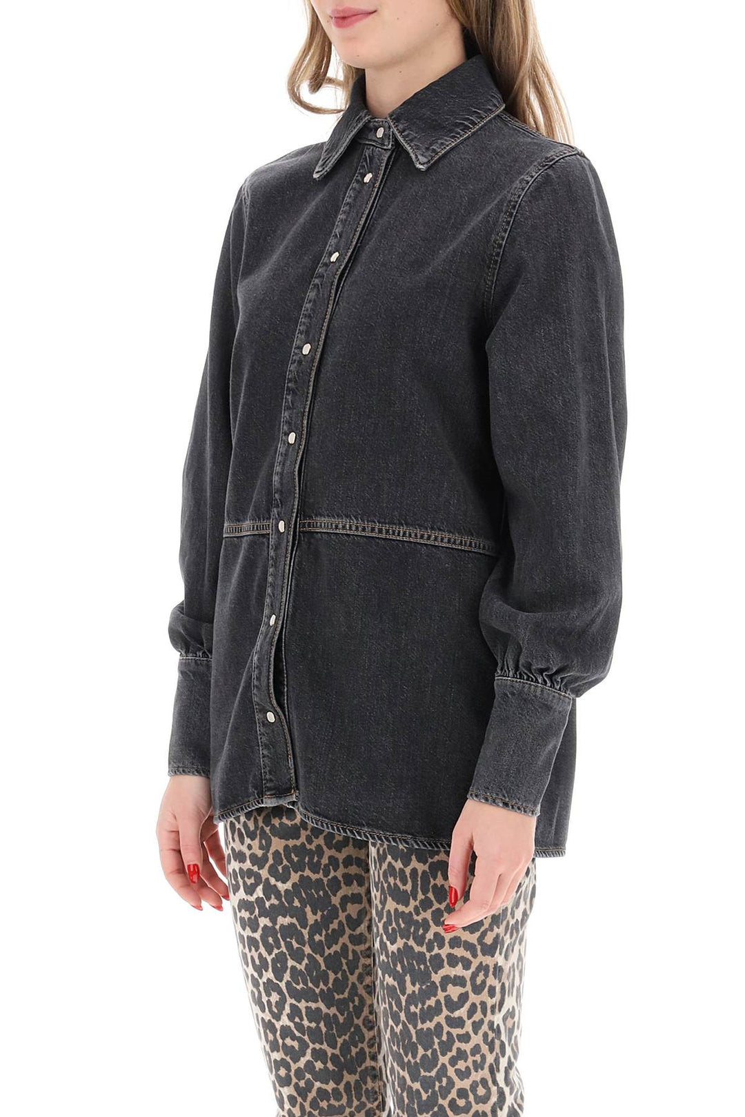 Rhinestone Denim Shirt - Ganni - Women