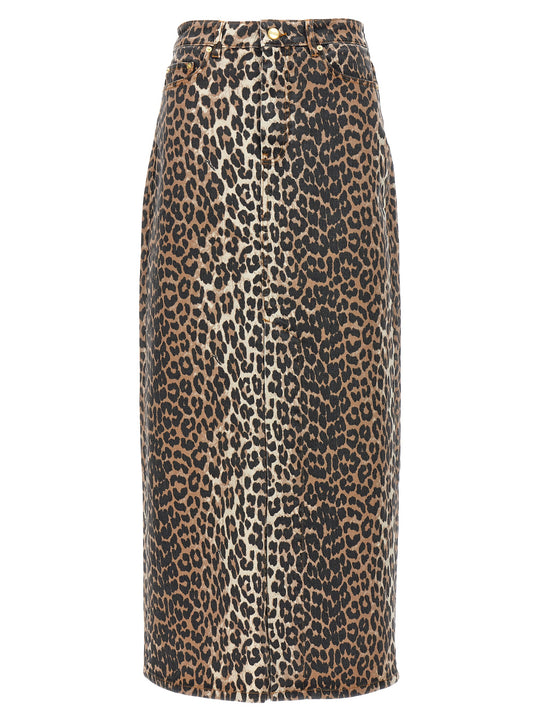 Animal Print Long Skirt Skirts Brown