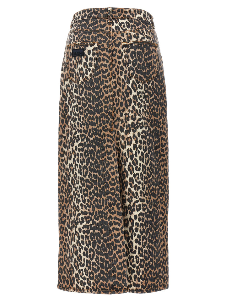 Ganni Animal Print Long Skirt Skirts - Brown | 9eadbf98e3ac2ef2c1987c4bff8917ef1e628156