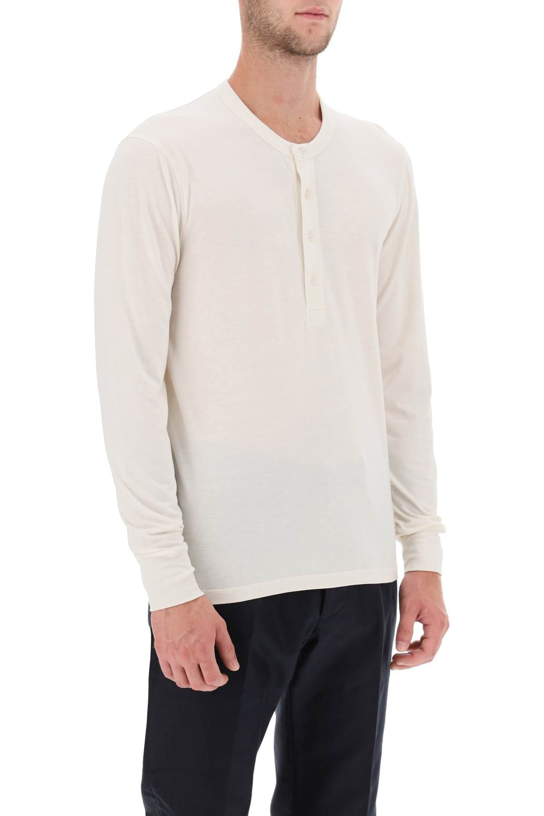 Lyocell Cotton Henley Shirt - Tom Ford - Men