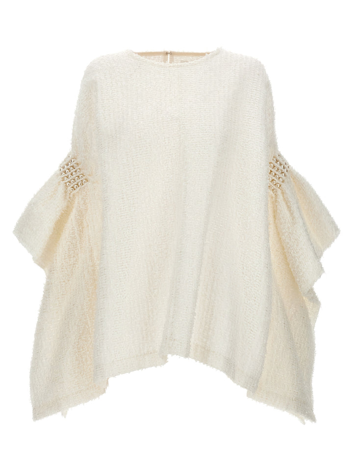 Pearl Tweed Top Tops White