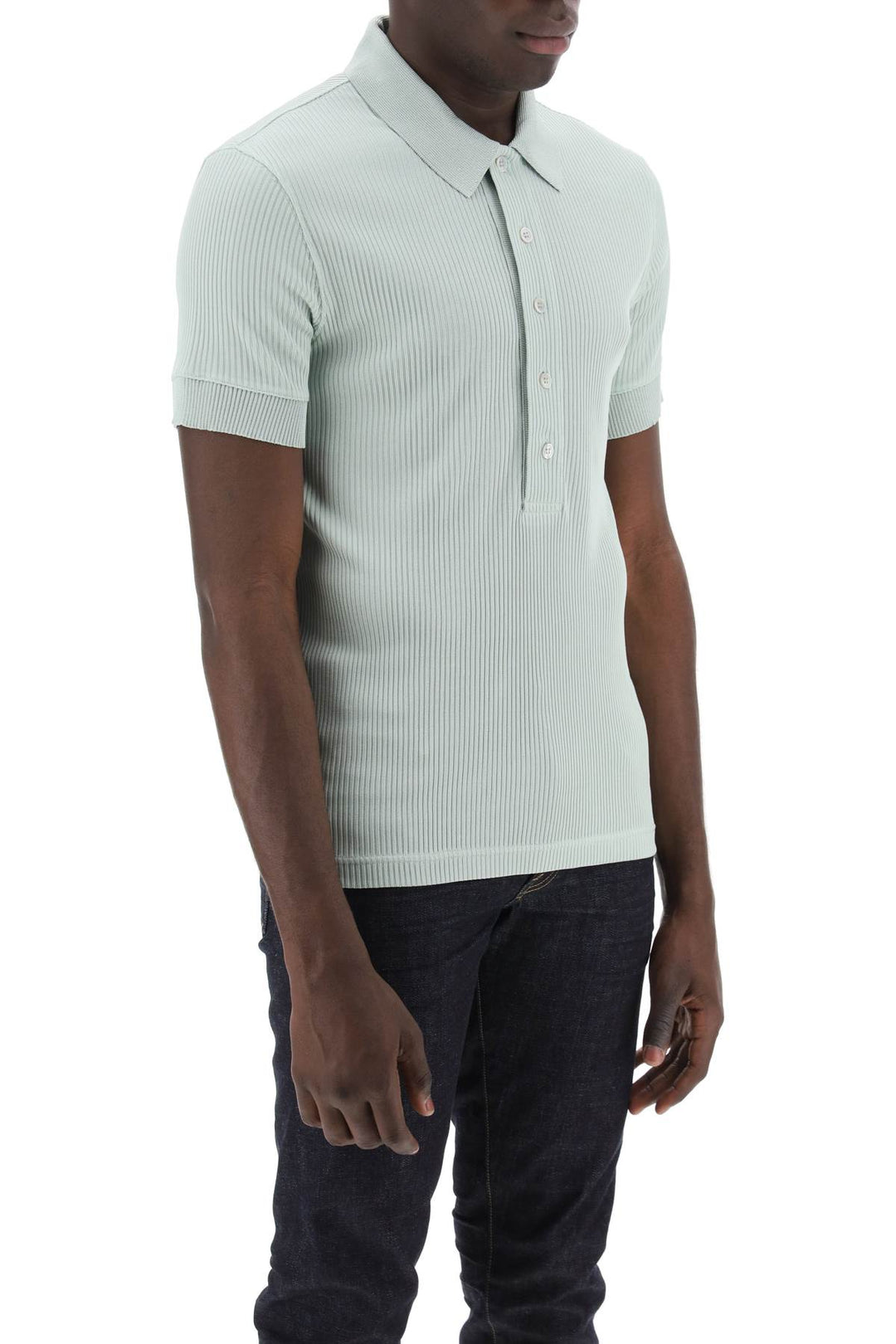 Polo Di Maglia A Costine Effetto Lucido - Tom Ford - Men