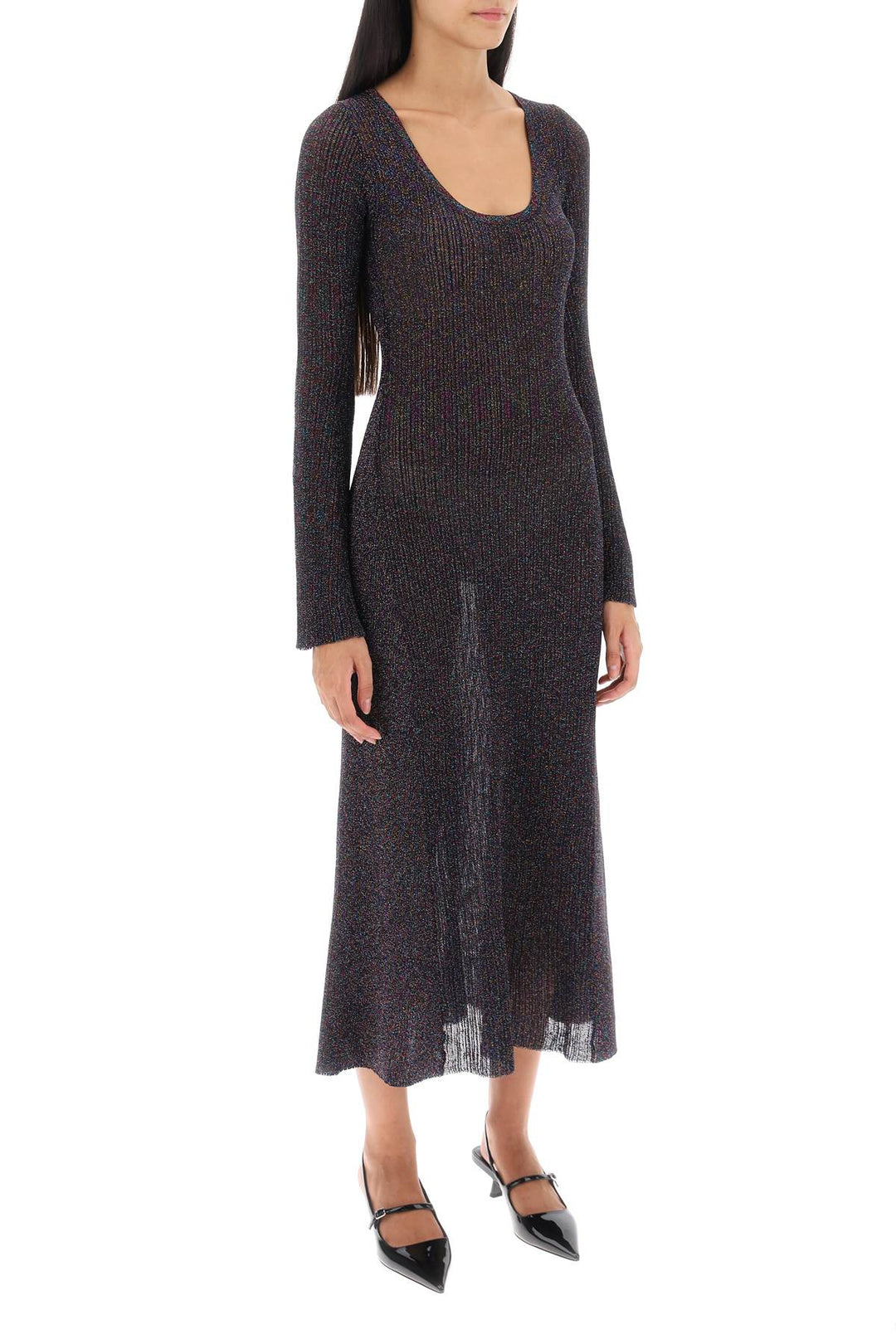 Lurex Knit Midi Dress - Ganni - Women