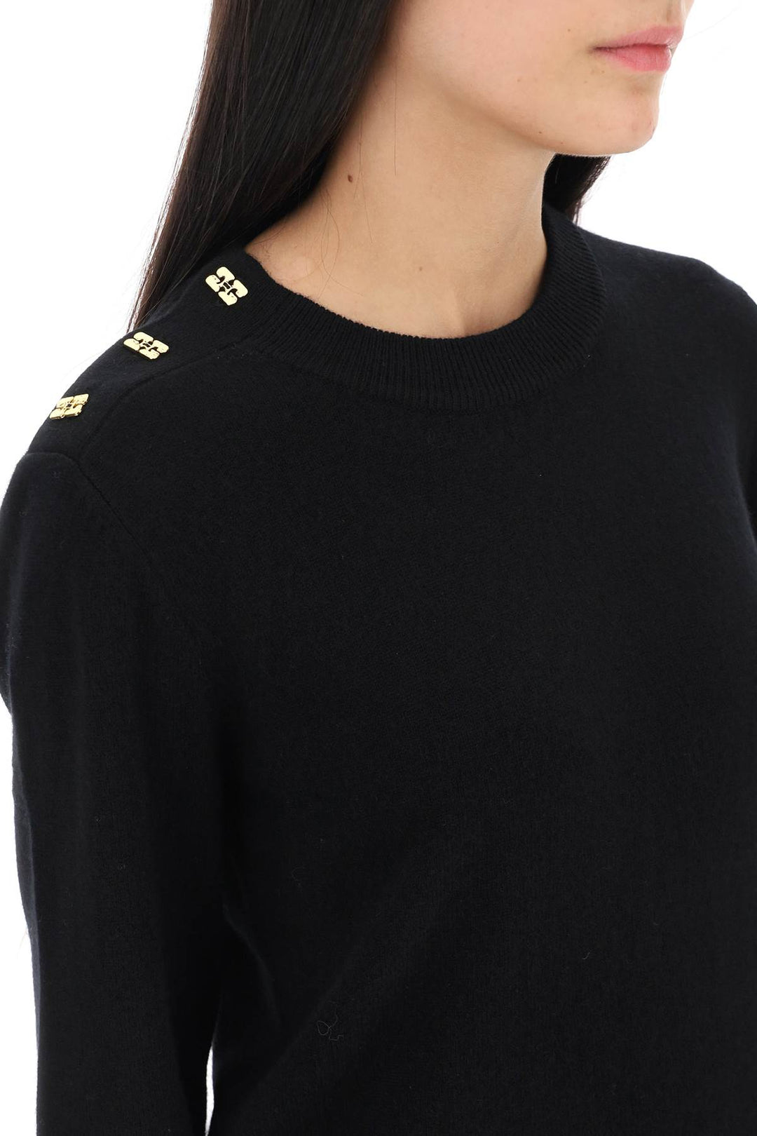 Sweater With Ganni Butterfly Buttons - Ganni - Women