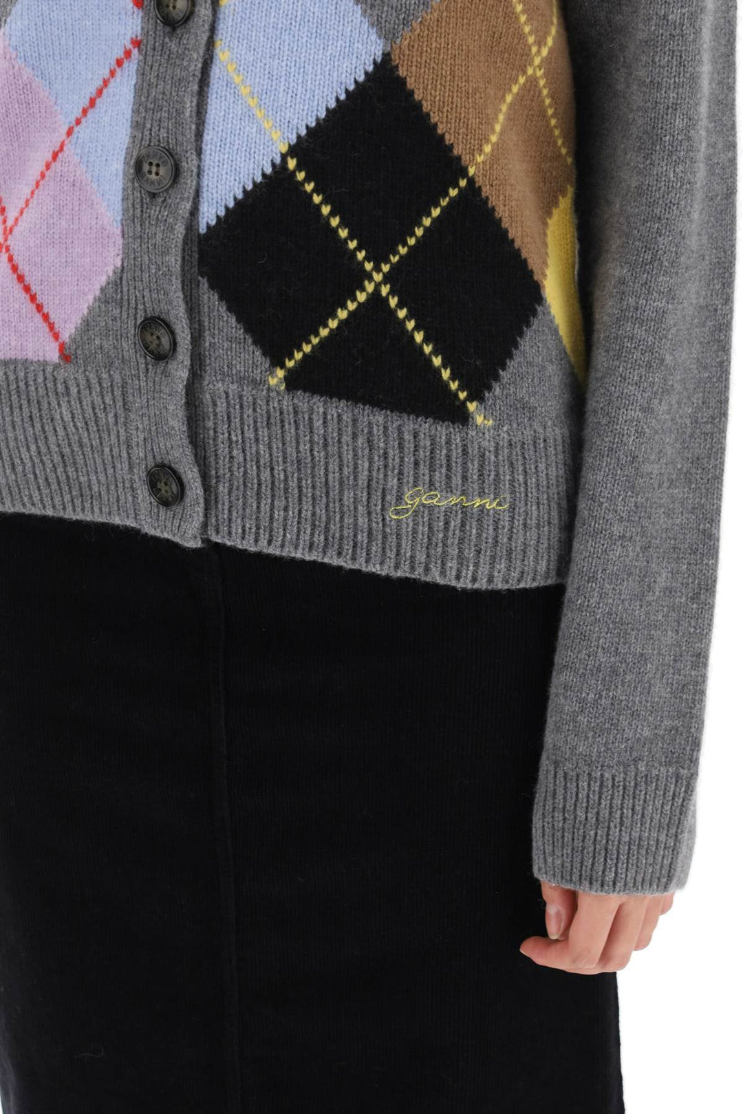 Cardigan With Argyle Pattern - Ganni - Women