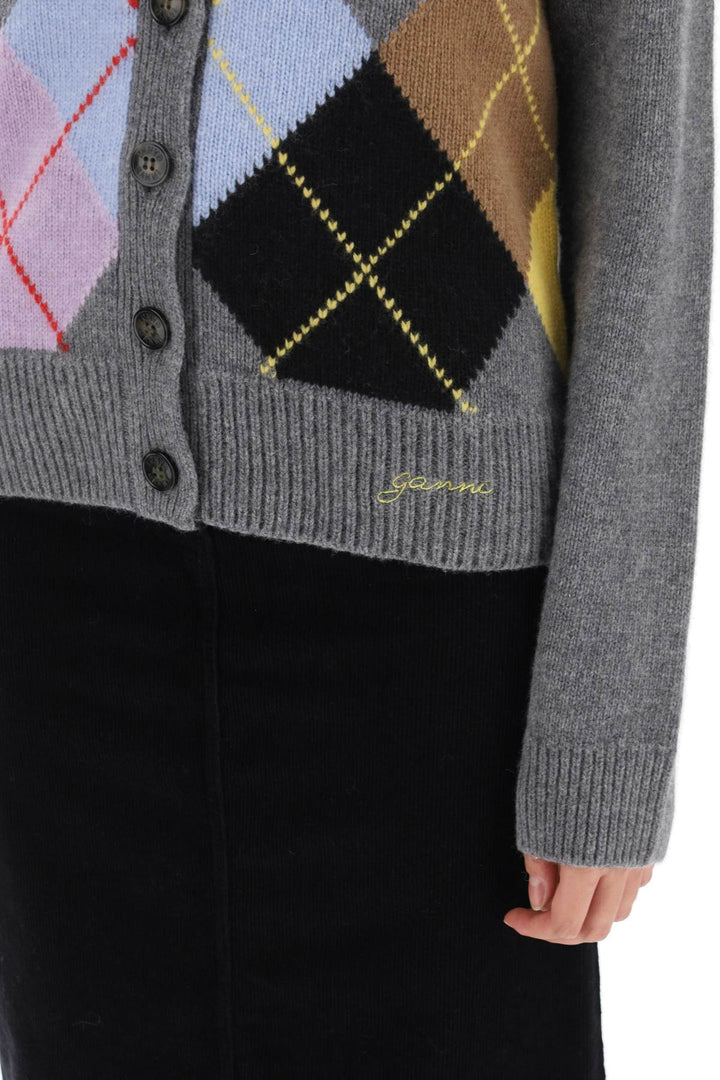 Cardigan With Argyle Pattern - Ganni - Women