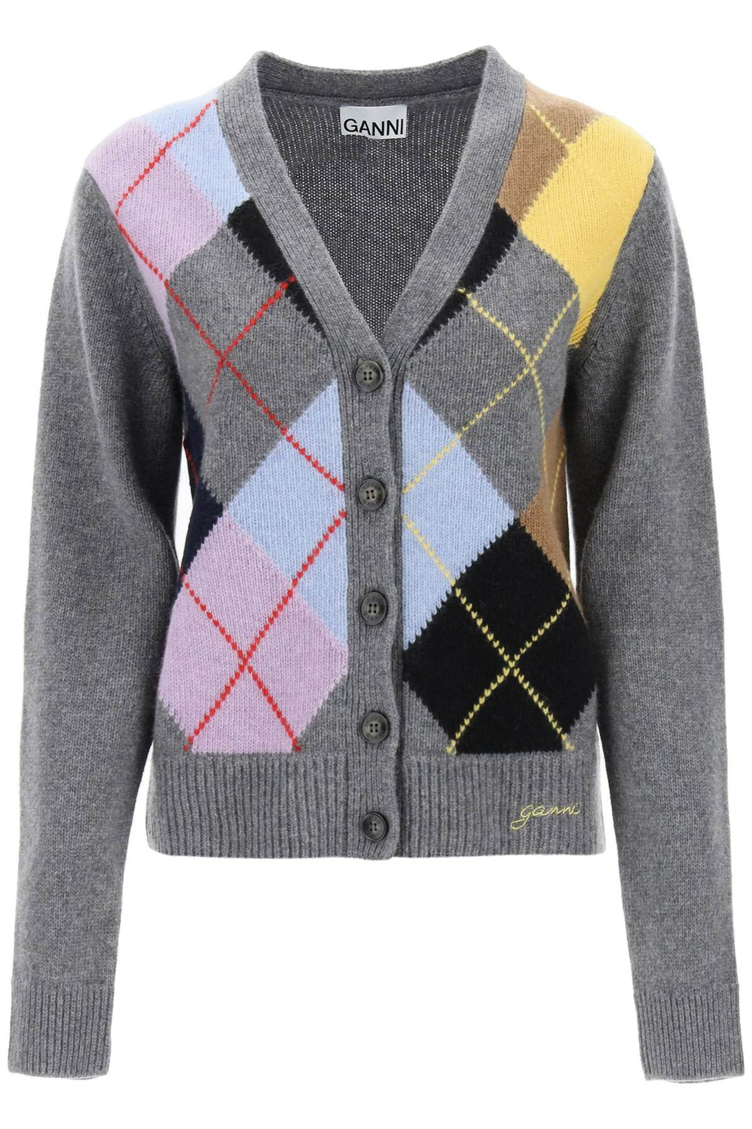 Cardigan With Argyle Pattern - Ganni - Women