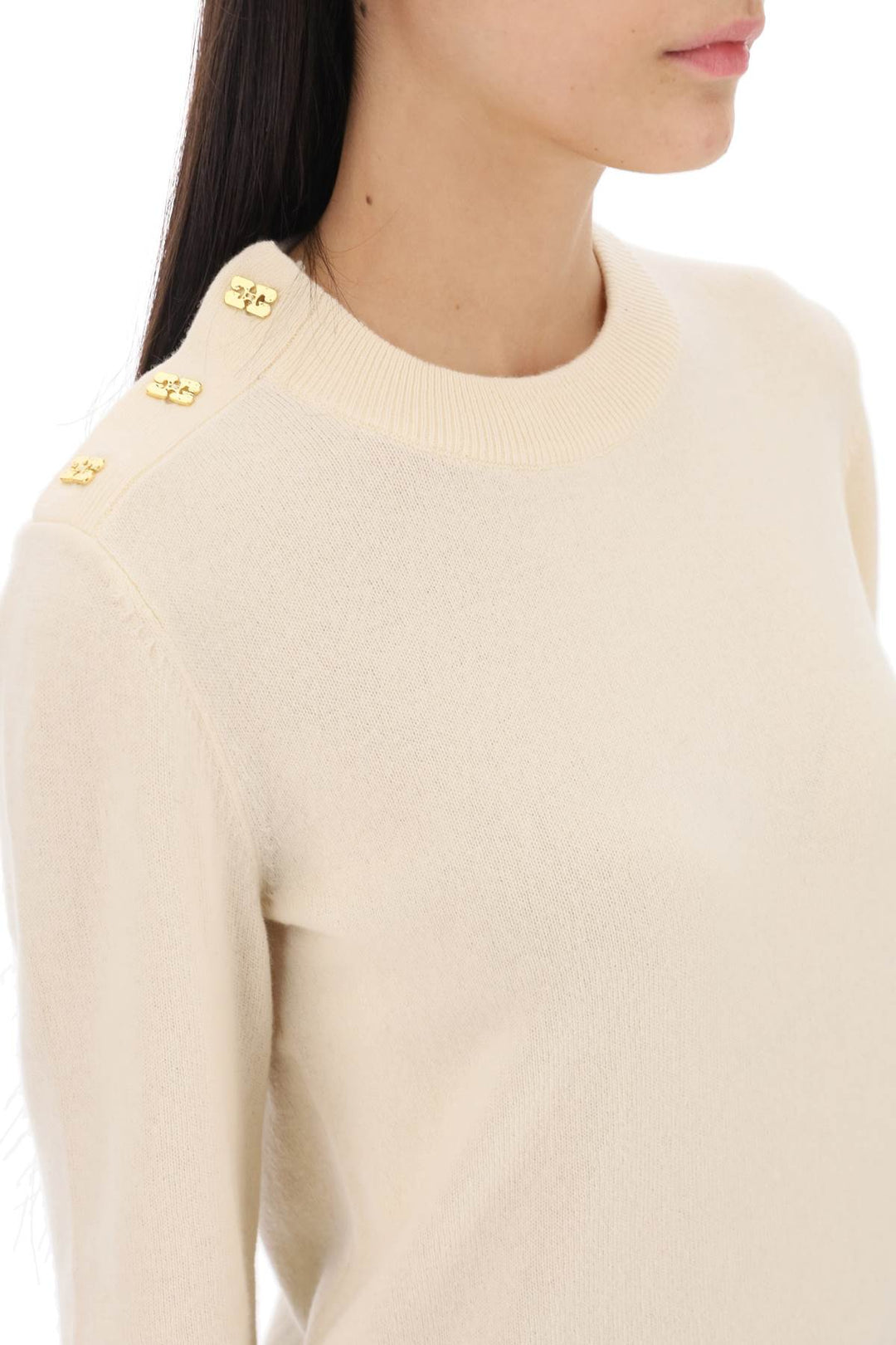 Sweater With Ganni Butterfly Buttons - Ganni - Women