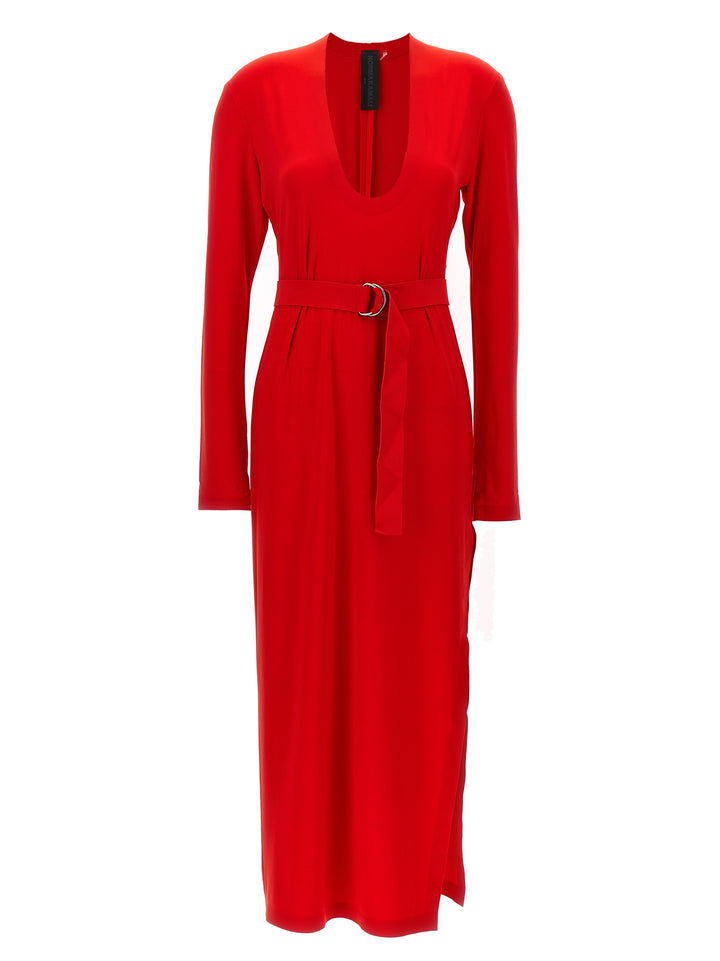 Long Deep Dress With Round Neckline Dresses Red