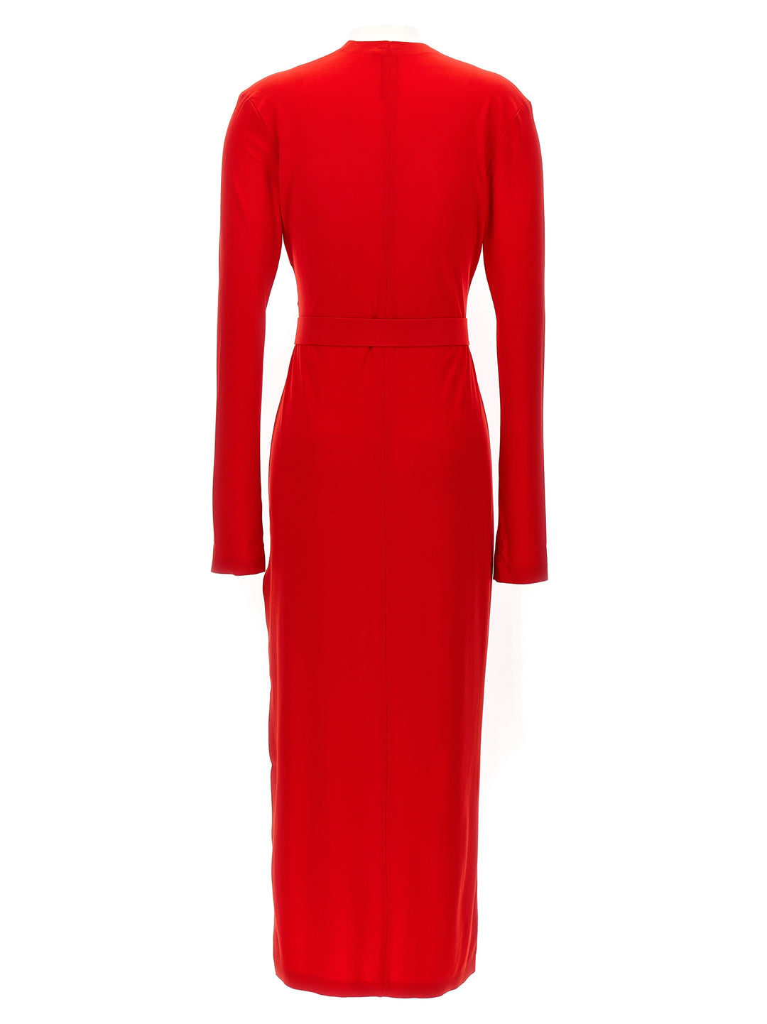 Long Deep Dress With Round Neckline Dresses Red