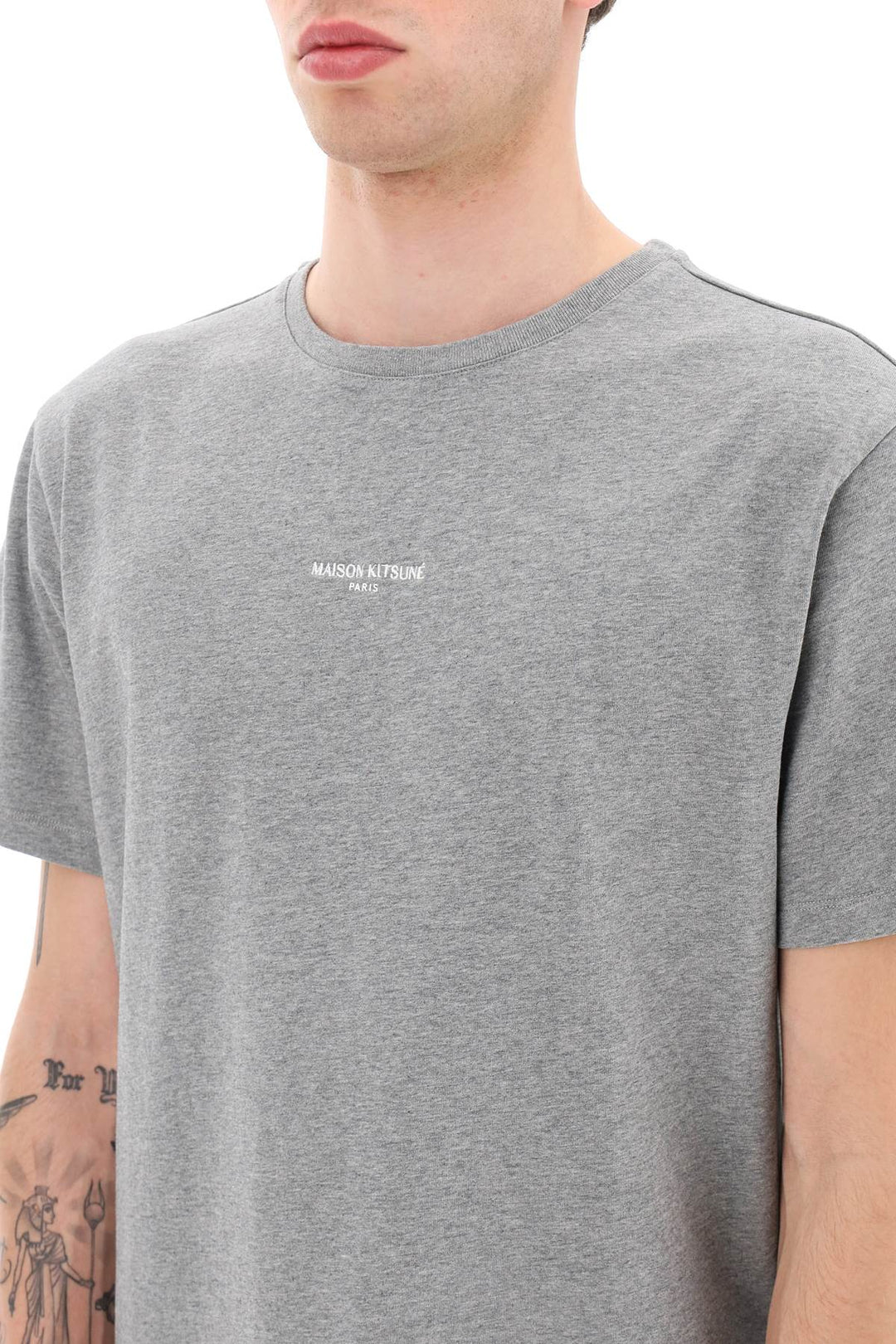 Crew Neck T Shirt With Logo Detail - Maison Kitsune - Men