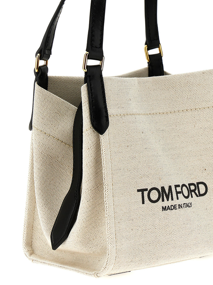 Logo Canvas Handbag Hand Bags White/Black