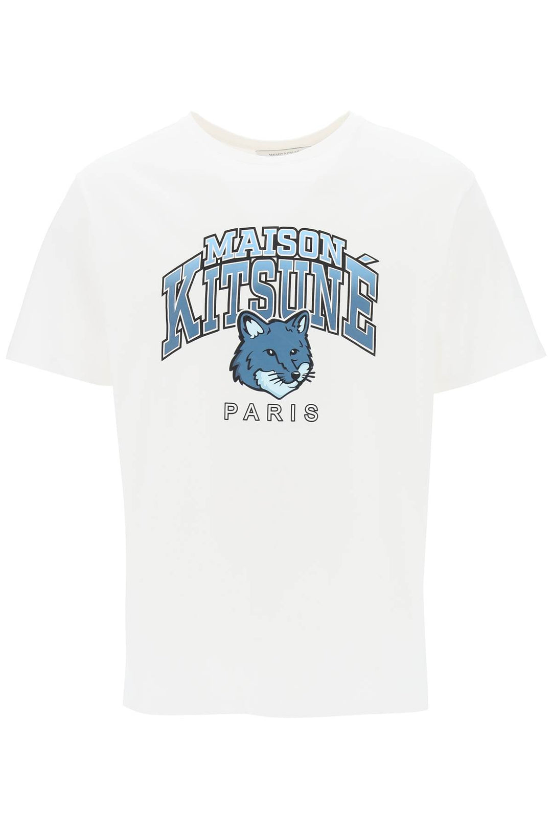 T Shirt With Campus Fox Print - Maison Kitsune - Men