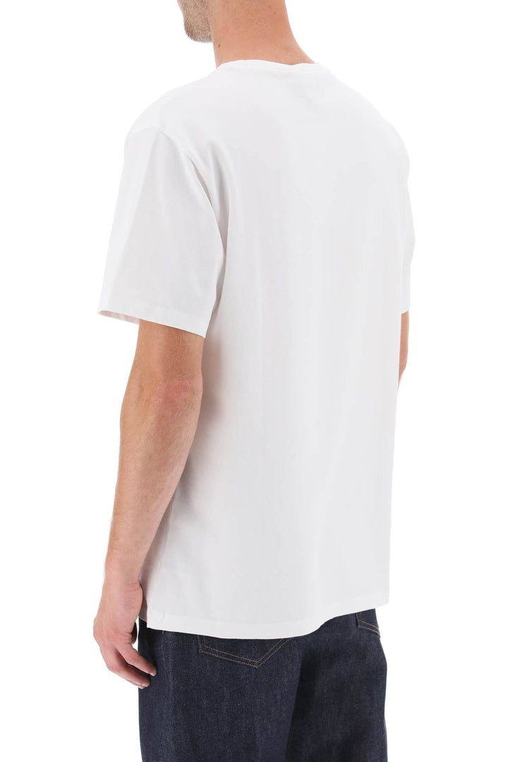 T Shirt With Campus Fox Print - Maison Kitsune - Men