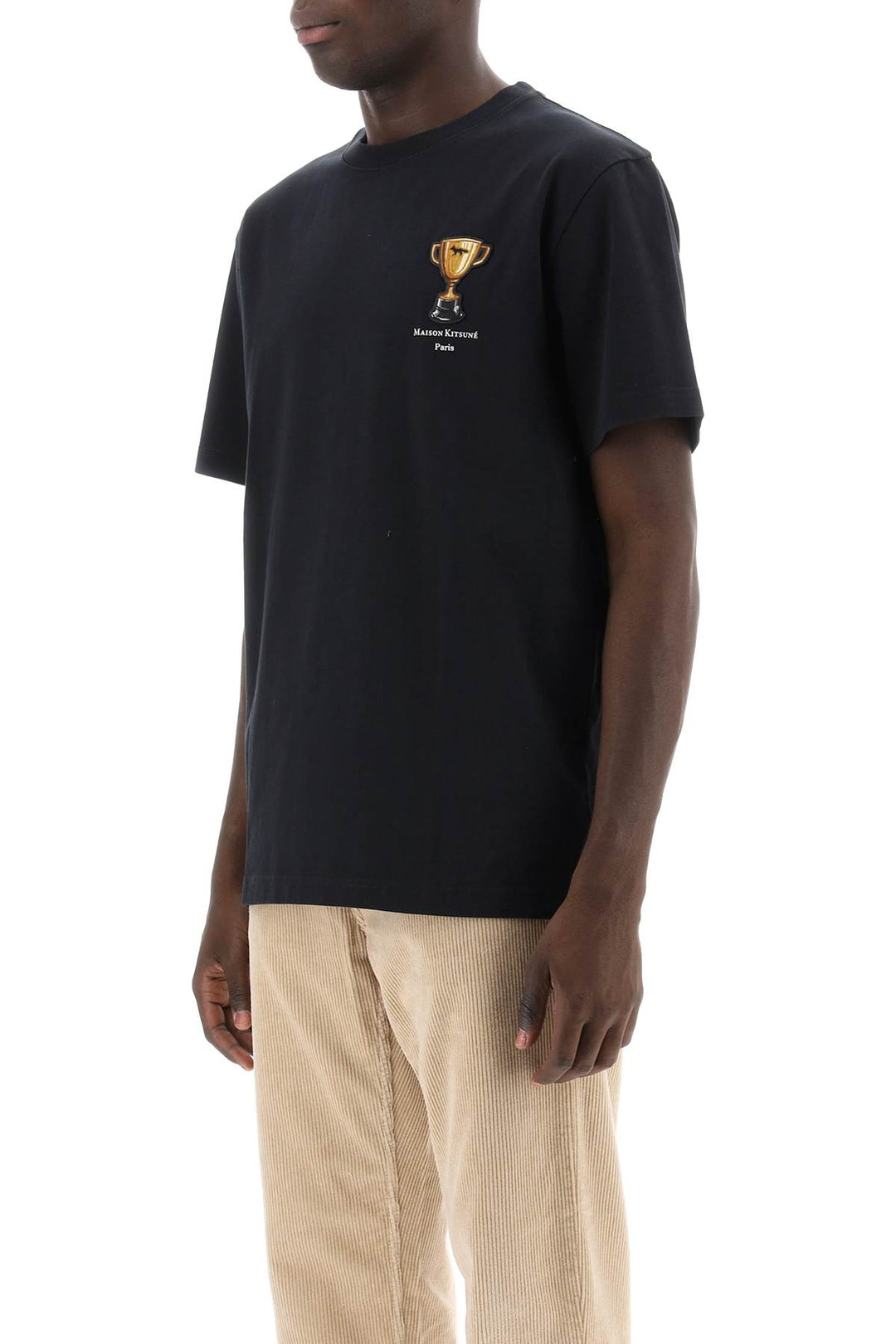 T Shirt With Trophy Embroidery - Maison Kitsune - Men