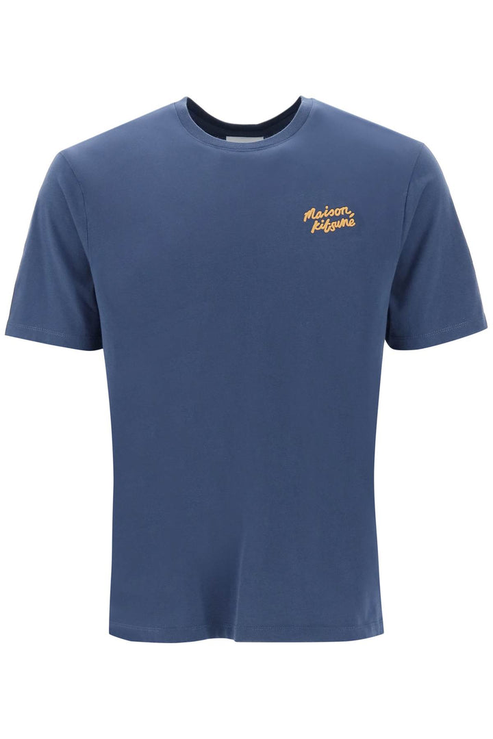 Crew Neck T Shirt With Logo Embroidery - Maison Kitsune - Men