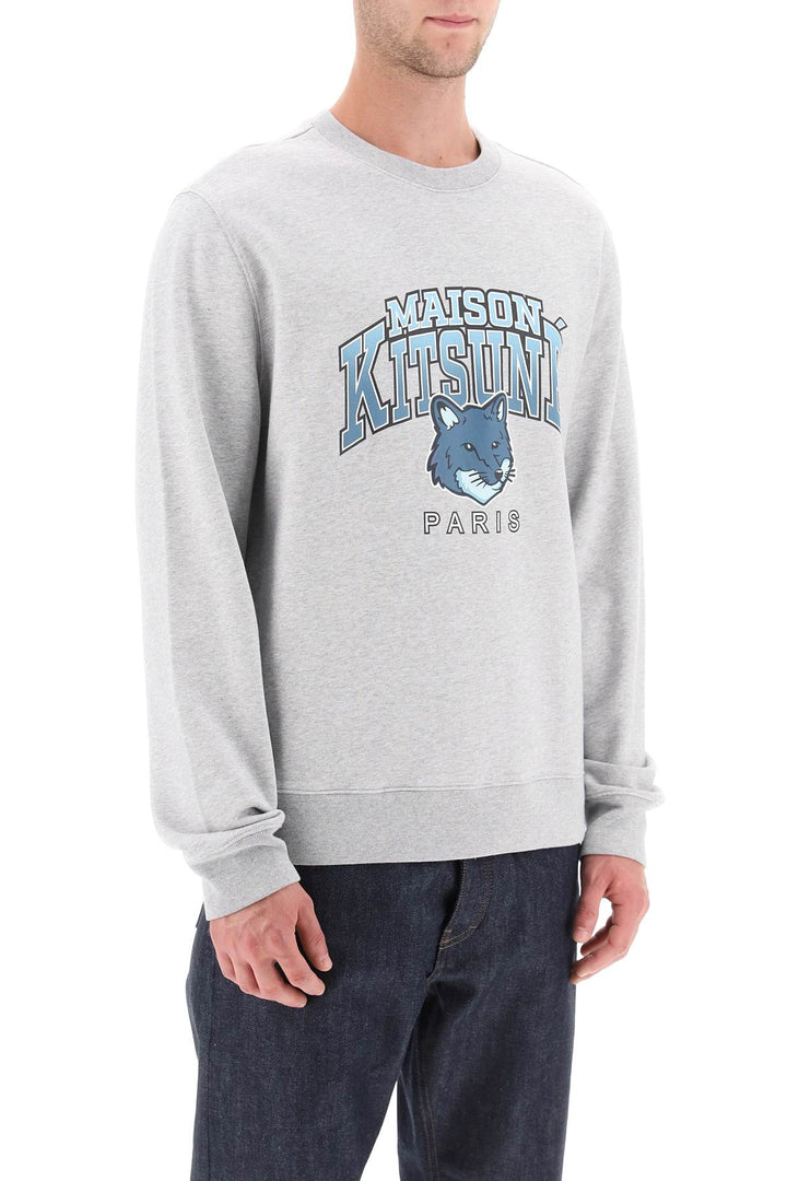 Crew Neck Sweatshirt With Campus Fox Print - Maison Kitsune - Men