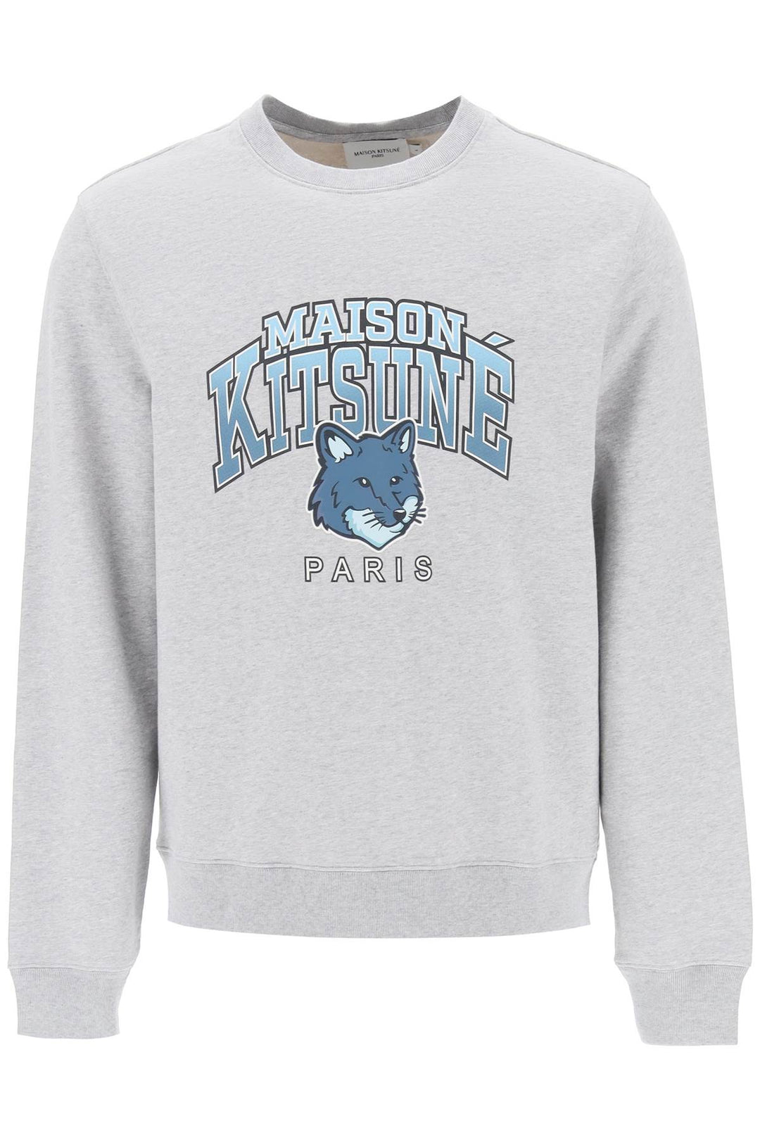 Crew Neck Sweatshirt With Campus Fox Print - Maison Kitsune - Men