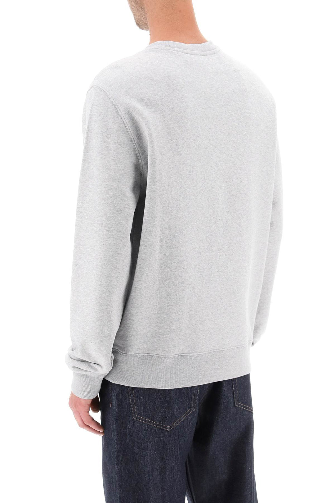 Crew Neck Sweatshirt With Campus Fox Print - Maison Kitsune - Men