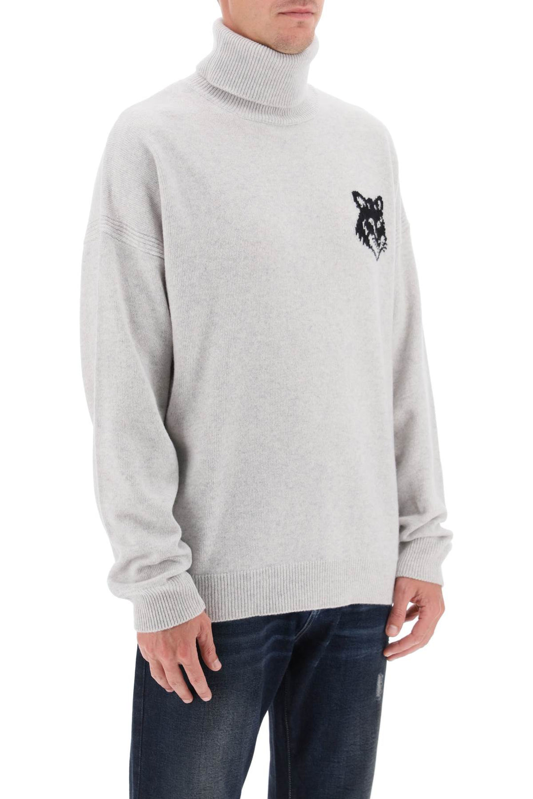 Fox Head Inlay Turtleneck Sweater - Maison Kitsune - Men