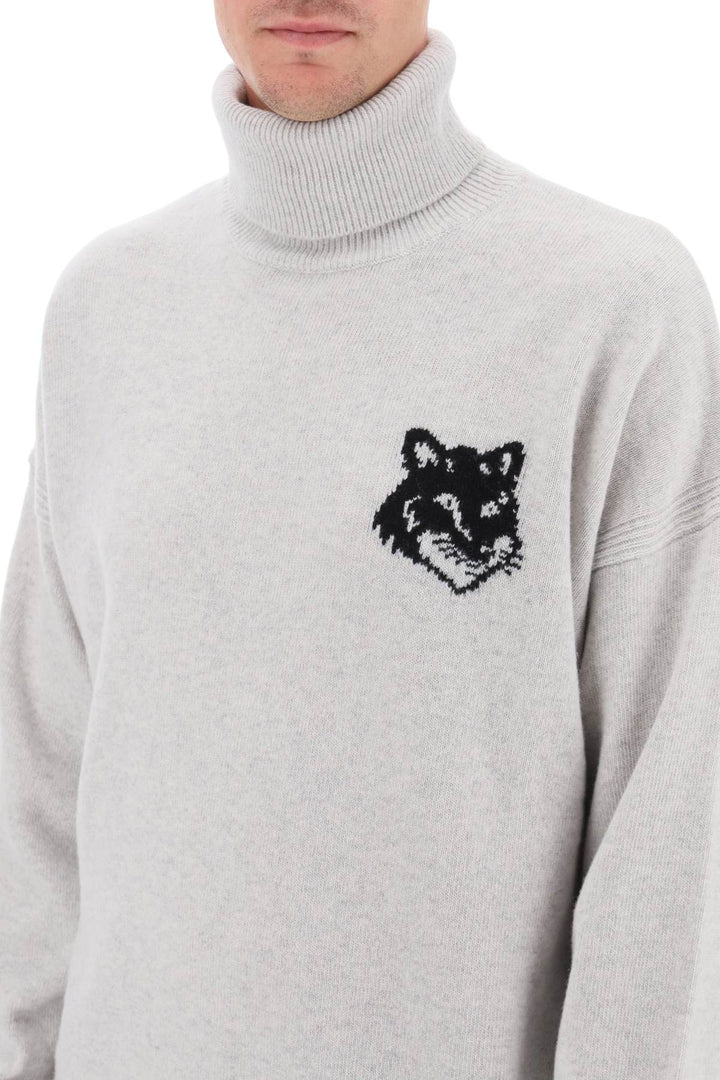 Fox Head Inlay Turtleneck Sweater - Maison Kitsune - Men