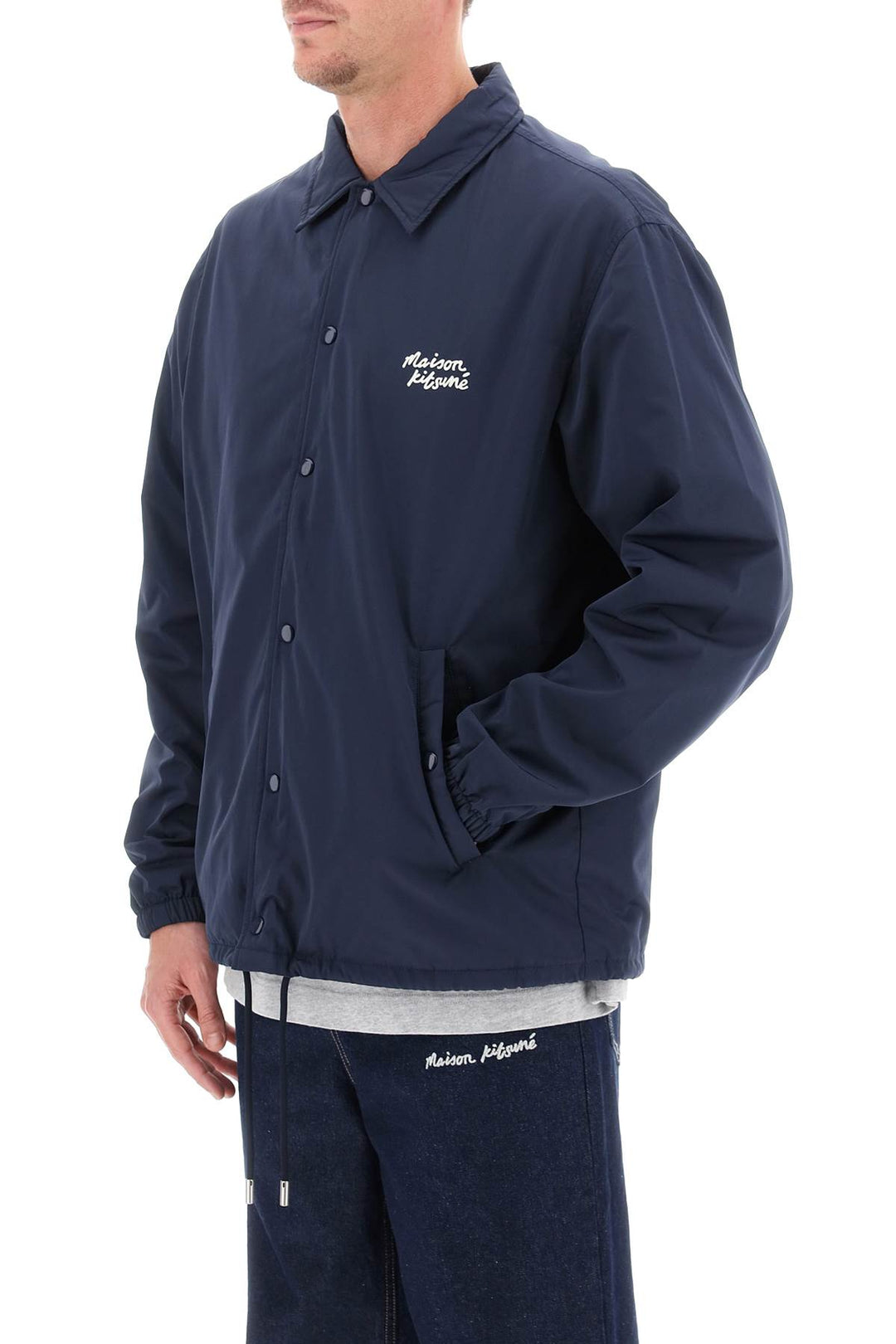 Coach Jacket With Logo Print - Maison Kitsune - Men