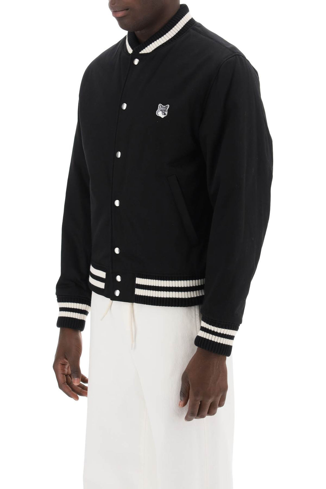 Cotton Satin Bomber Jacket - Maison Kitsune - Men