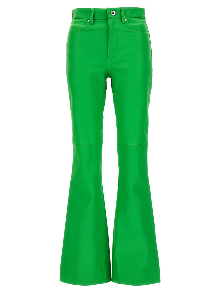 Leather Bootcut Pants Green