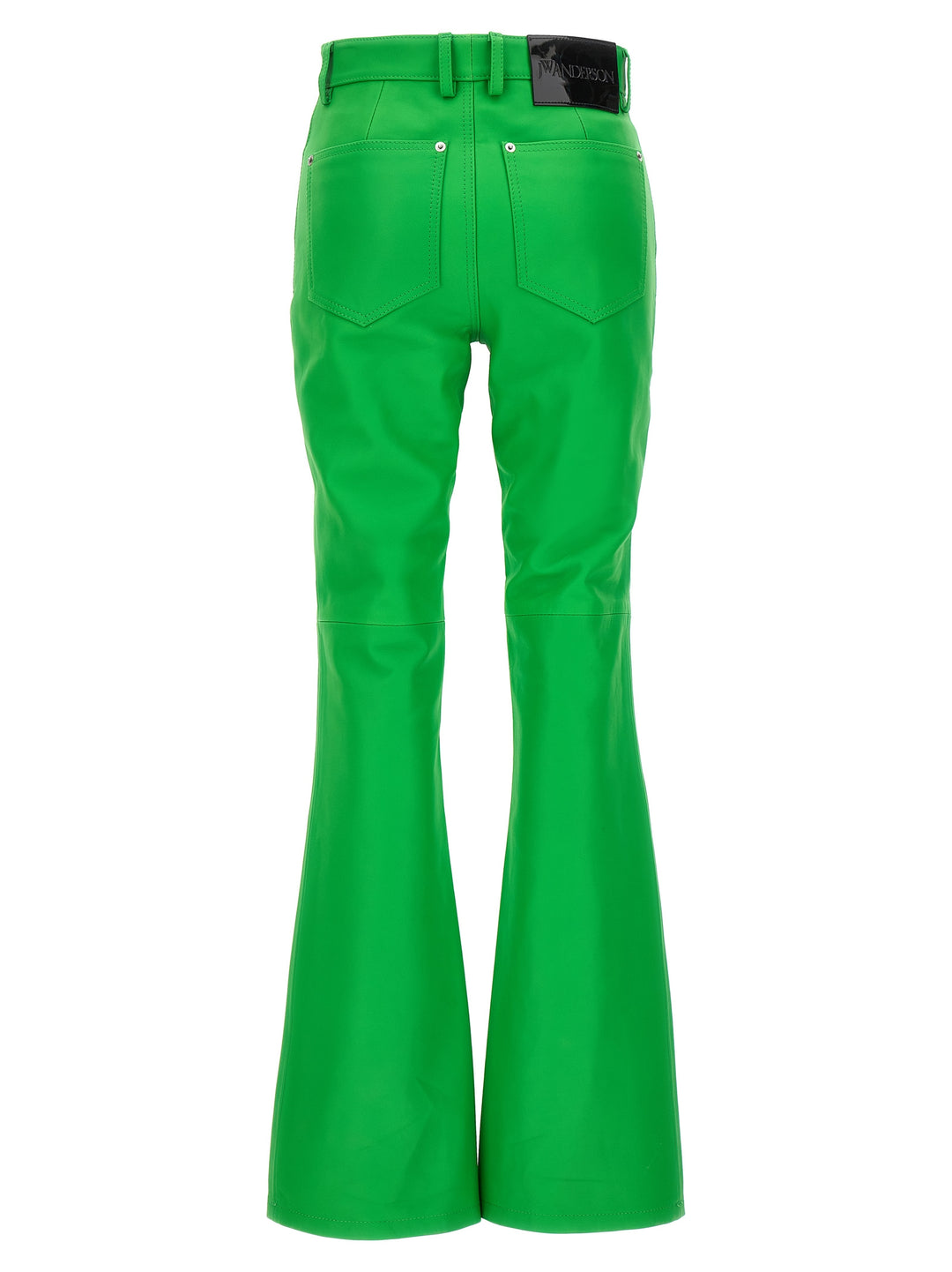 Leather Bootcut Pants Green