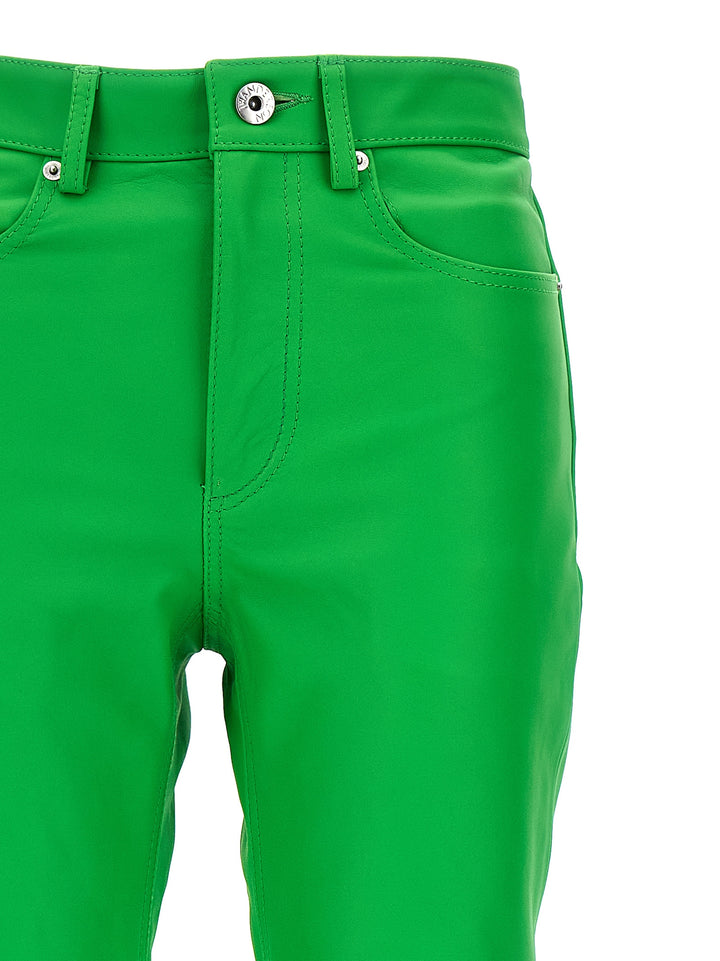 Leather Bootcut Pants Green