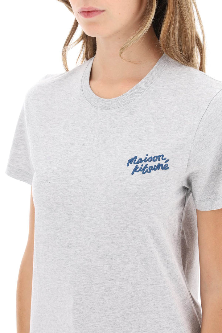 T Shirt With Logo Embroidery - Maison Kitsune - Women