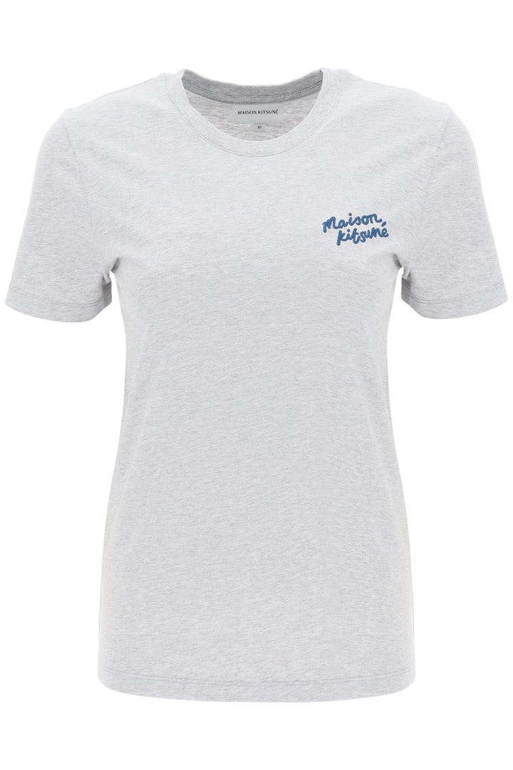 T Shirt With Logo Embroidery - Maison Kitsune - Women