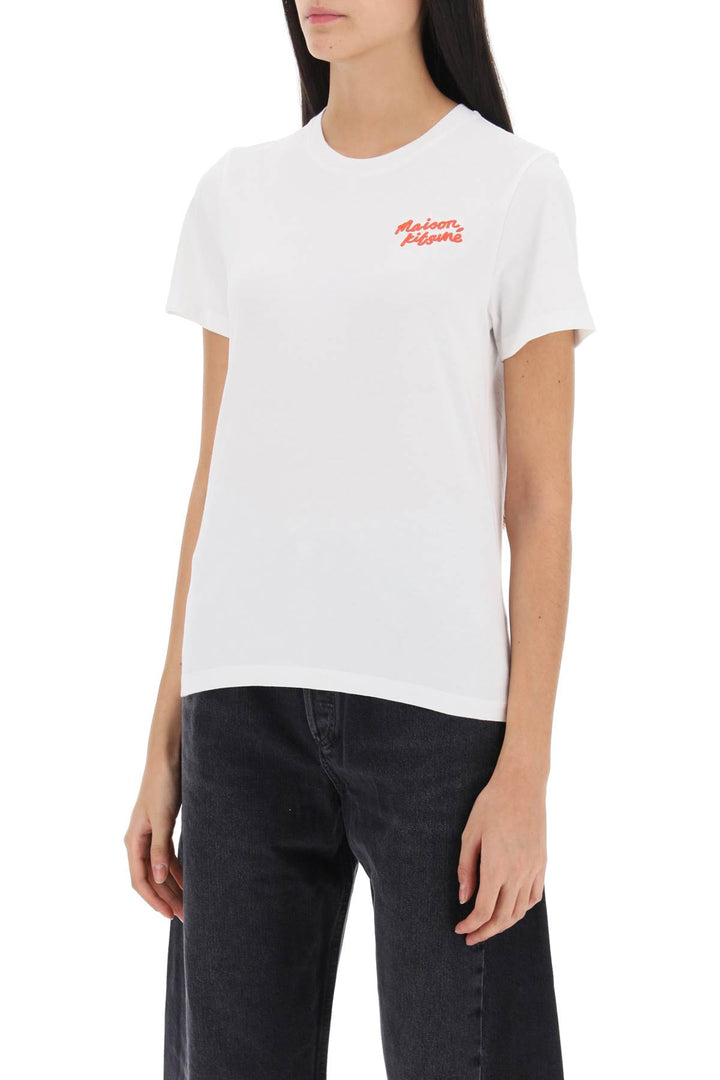 T Shirt With Logo Embroidery - Maison Kitsune - Women