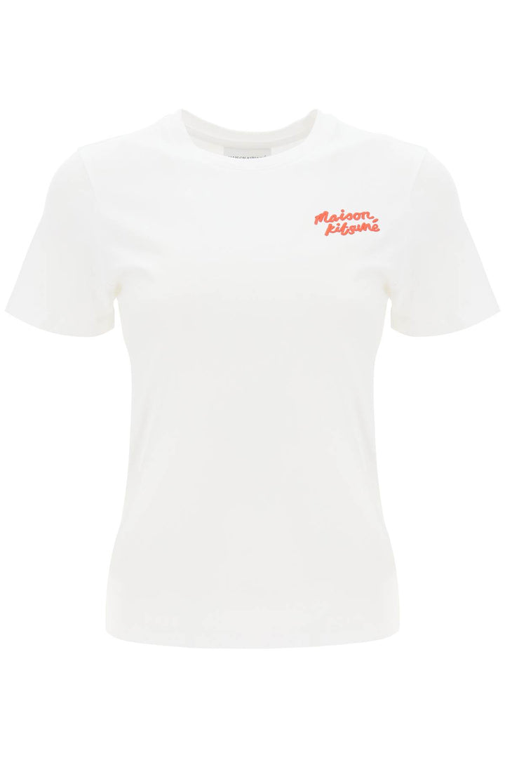 T Shirt With Logo Embroidery - Maison Kitsune - Women