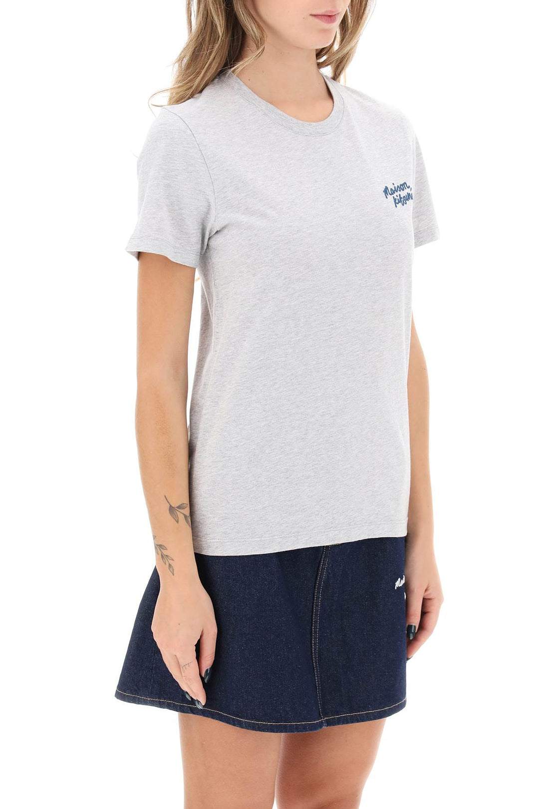 T Shirt With Logo Embroidery - Maison Kitsune - Women