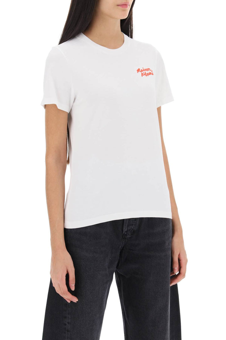 T Shirt With Logo Embroidery - Maison Kitsune - Women