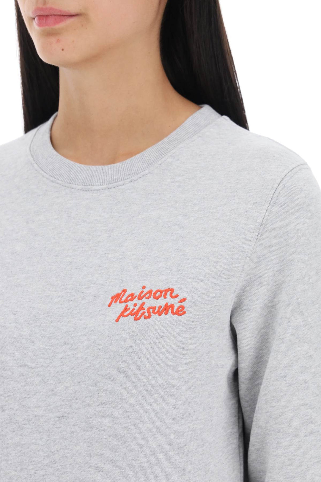 Crew Neck Sweatshirt With Logo Lettering - Maison Kitsune - Women