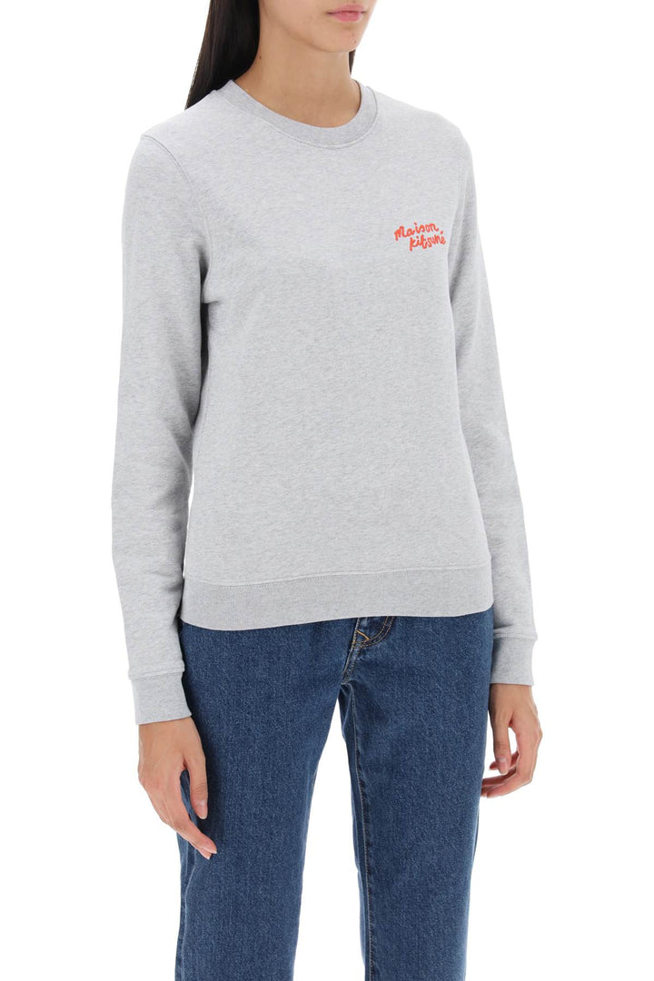 Crew Neck Sweatshirt With Logo Lettering - Maison Kitsune - Women