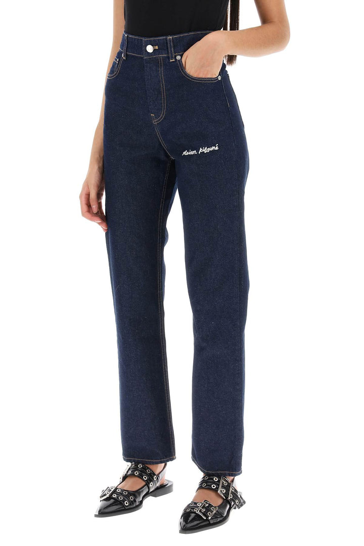 Jeans With Logo Embroidery - Maison Kitsune - Women