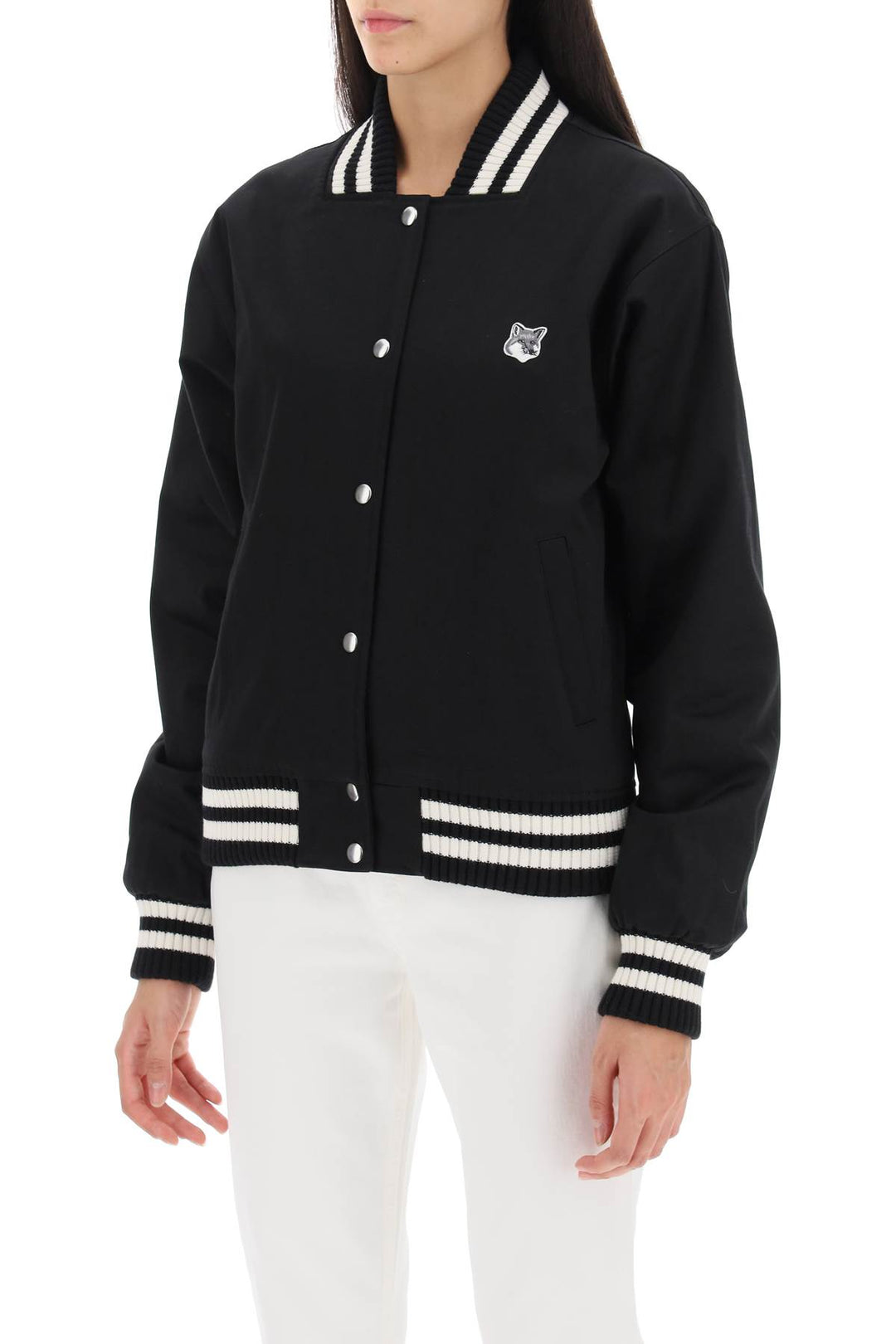 Cotton Satin Bomber Jacket - Maison Kitsune - Women