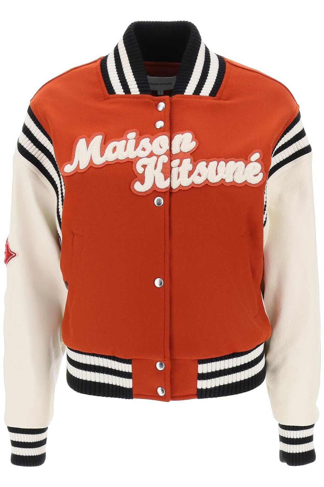 Leather Sleeve Varsity Bomber - Maison Kitsune - Women