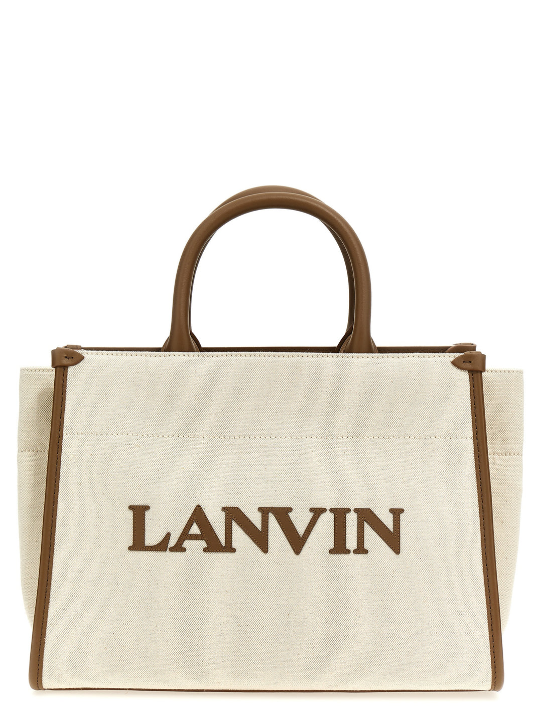 Logo Canvas Shopping Bag Tote Bag Beige