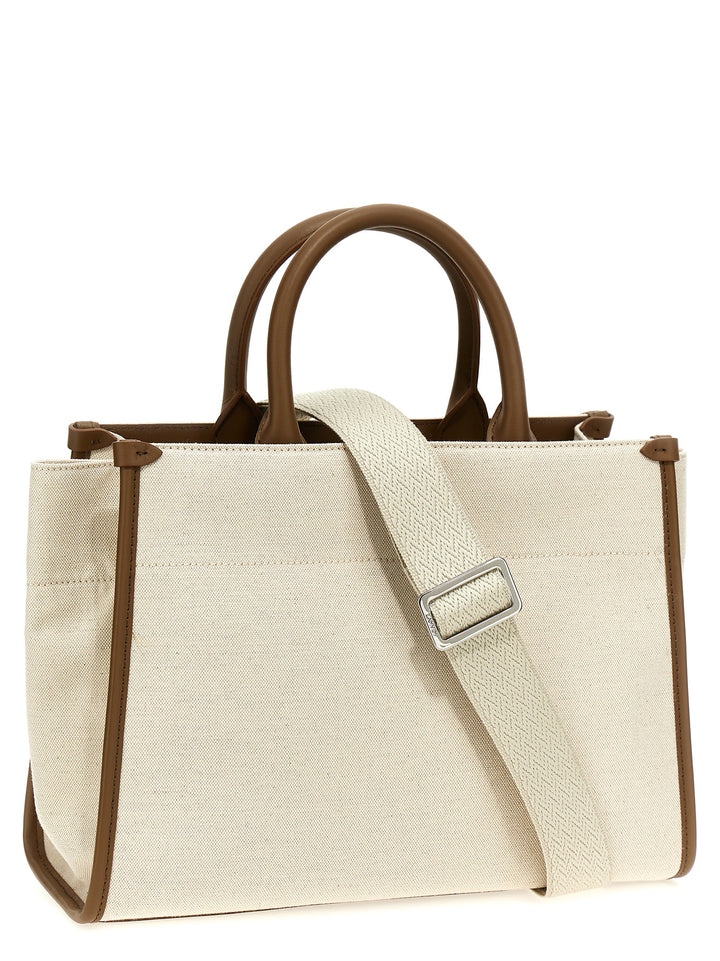 Logo Canvas Shopping Bag Tote Bag Beige