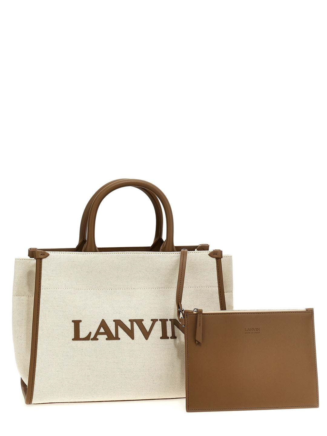 Logo Canvas Shopping Bag Tote Bag Beige