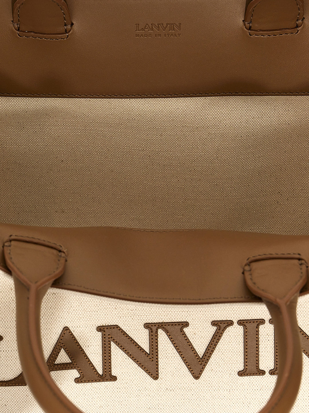 Logo Canvas Shopping Bag Tote Bag Beige