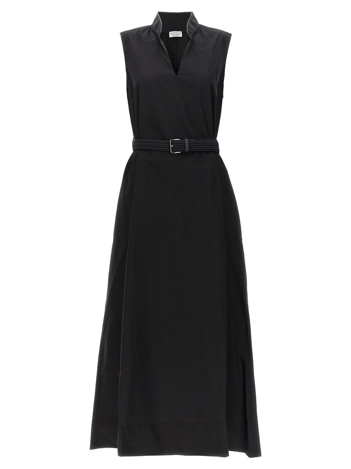 Long Belted Dress Dresses Black