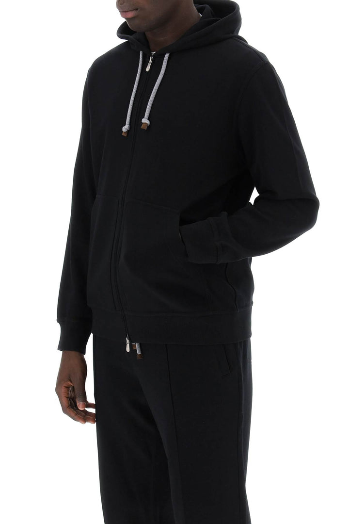 Zippered Hoodie In Techno Cotton - Brunello Cucinelli - Men