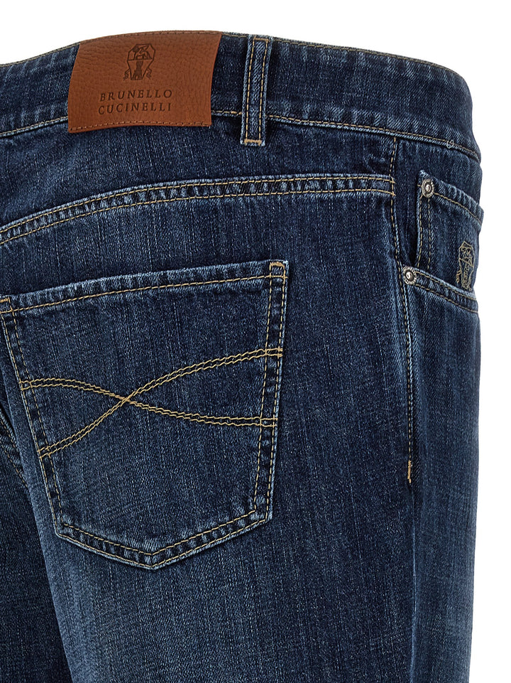 Logo Embroidery Jeans Blue