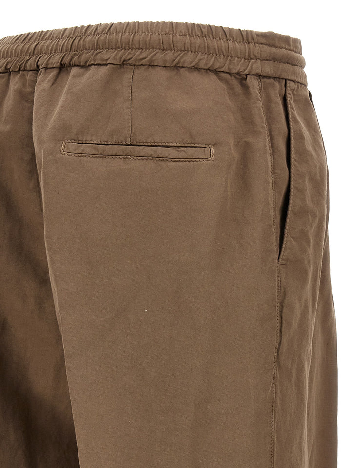 Linen Blend Trousers Pants Brown